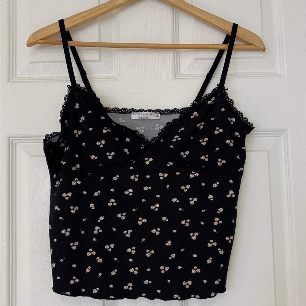 ROSE + VINE super soft pj set floral sleep set boxers & cami top black size L/XL - Picture 3 of 17